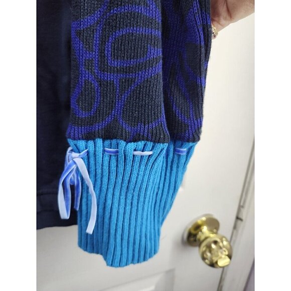 Desigual women's light sweater size M blue multi color floral butterfly - Picture 4 of 7